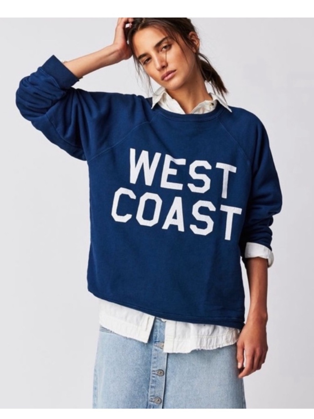 Retro brand Blue 'West Coast' Oversized Sweatshirt